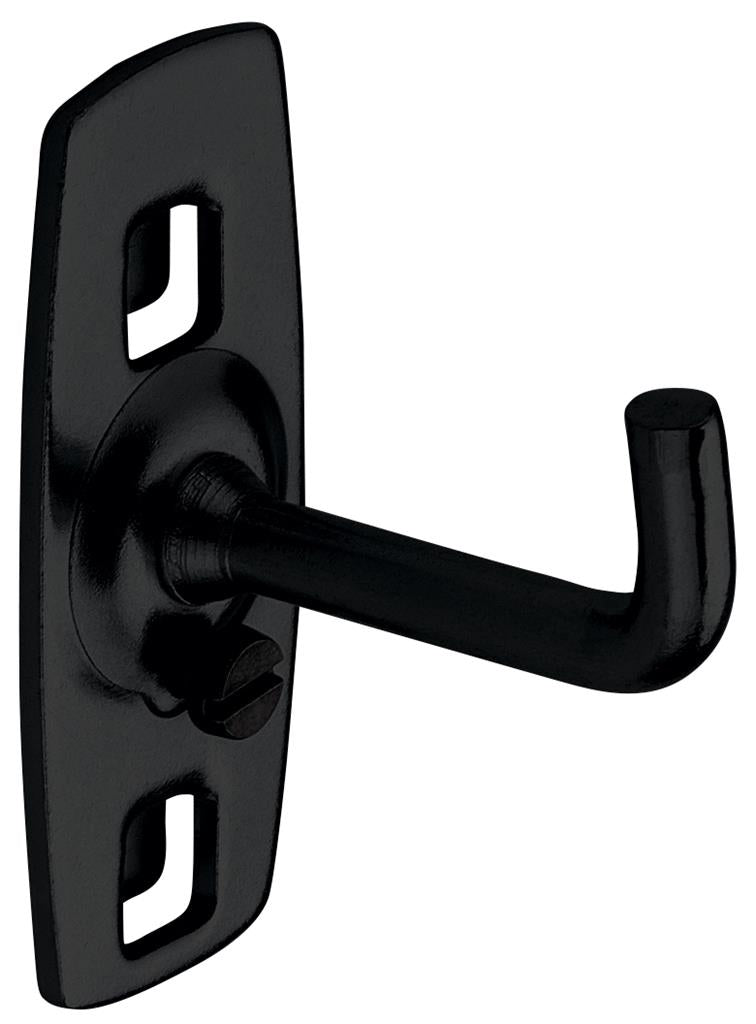 Kraftwerk Wandhalterung – senkrechtes Hakenende, schwarz, B 35 × H 20 × T 10 mm