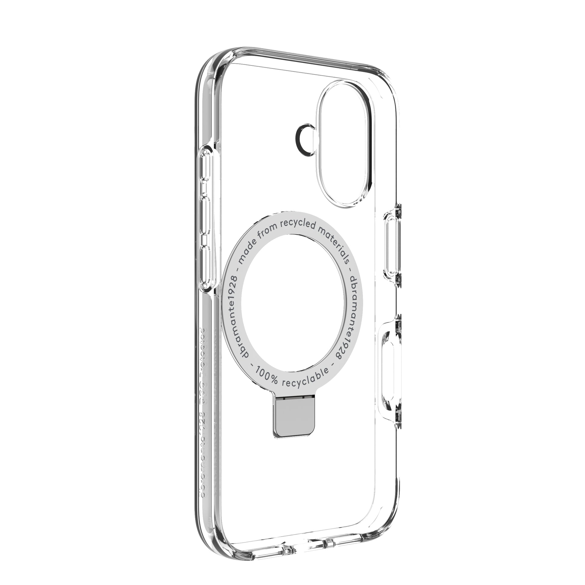 dbramante1928 Backcover – für Apple iPhone 16, MagSafe, mit Ständer, D3O, Transparent, bis 4 m Sturzsicher