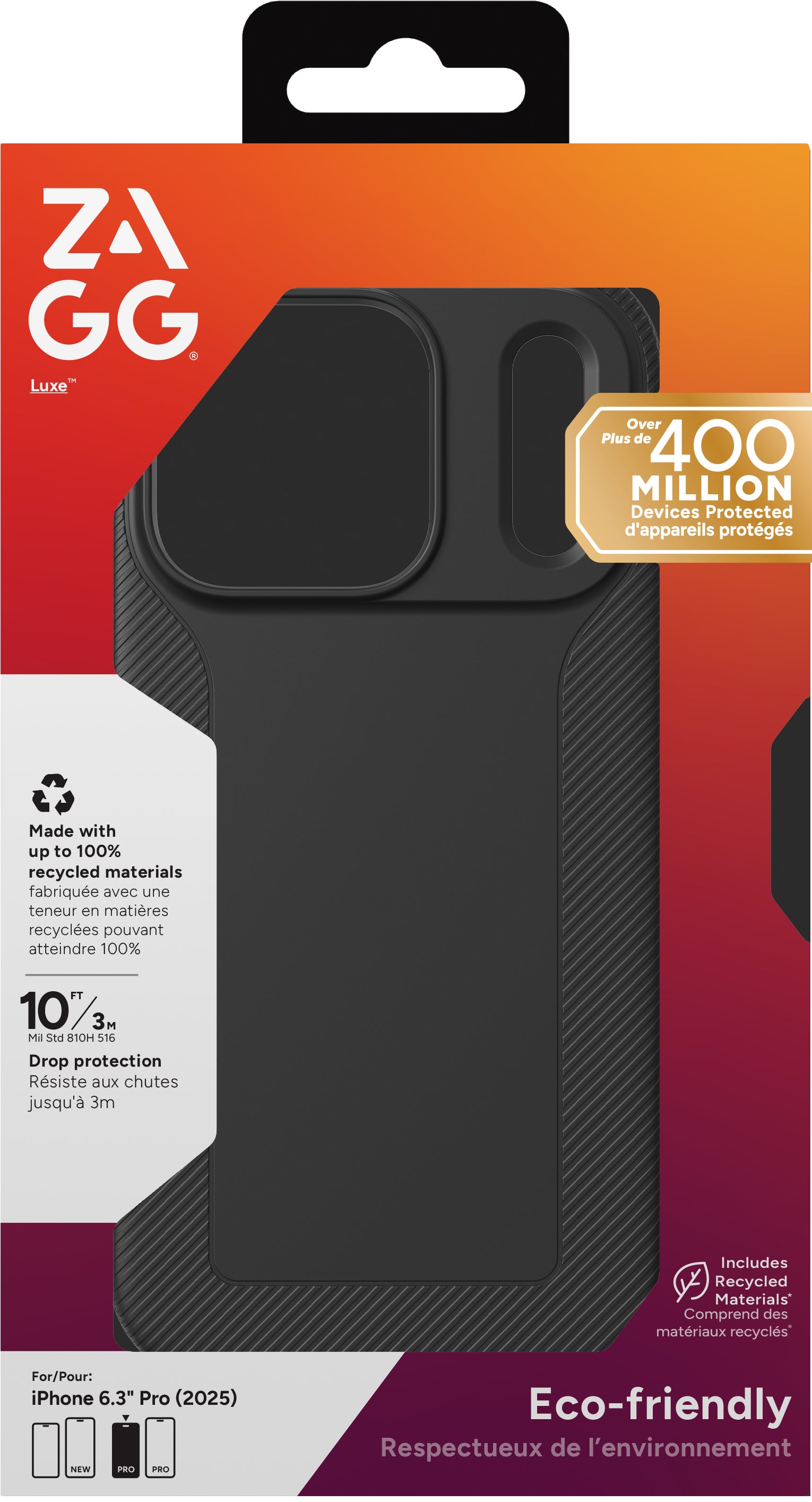ZAGG Luxe Backcover – für Apple iPhone 17 Pro – MagSafe, Graphen, schwarz, bis 3 m Sturzsicher