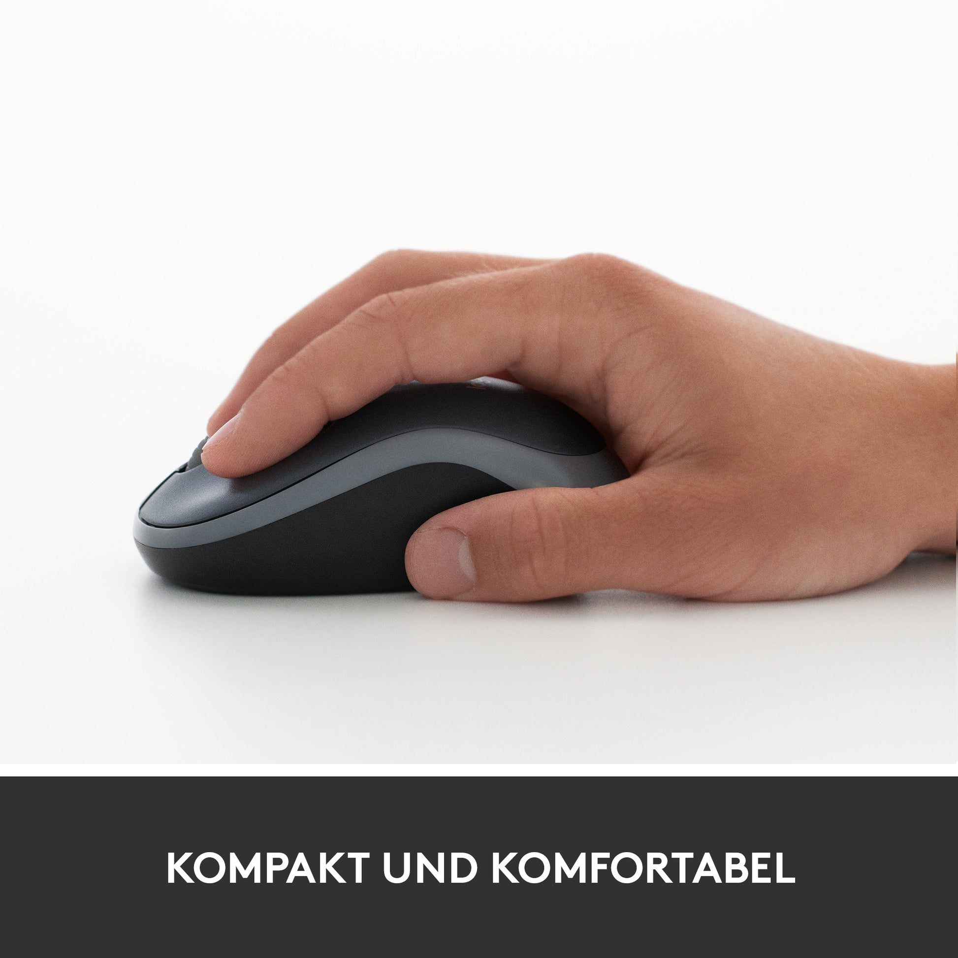 Logitech M185 Maus – kabellos, 2,4 GHz (USB-A), 1000 dpi, 3 Tasten, beidhändig, schwarz/rot