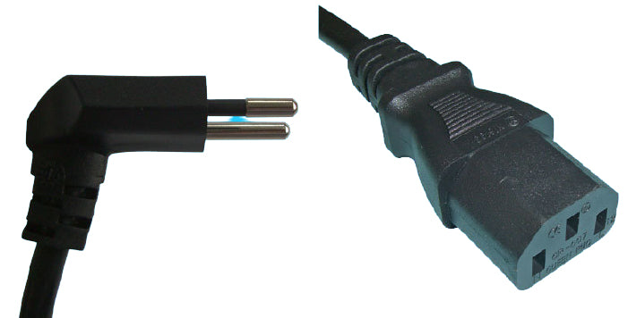 Diggelmann Netzkabel, T12 auf IEC C13, abgewinkelt, 3 m, Schwarz