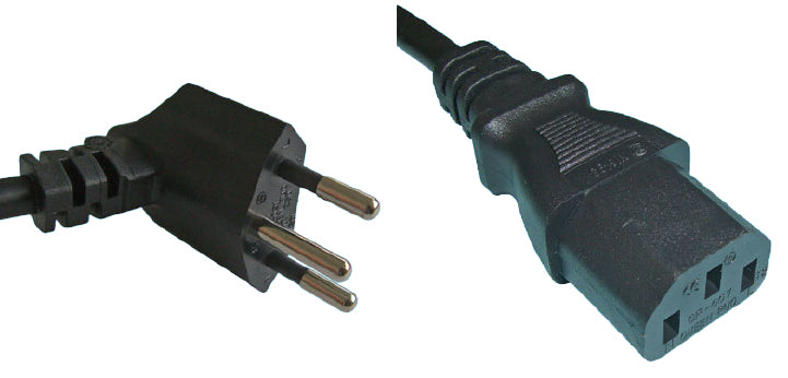 Diggelmann Netzkabel, T12 auf IEC C13, abgewinkelt, 3 m, Schwarz