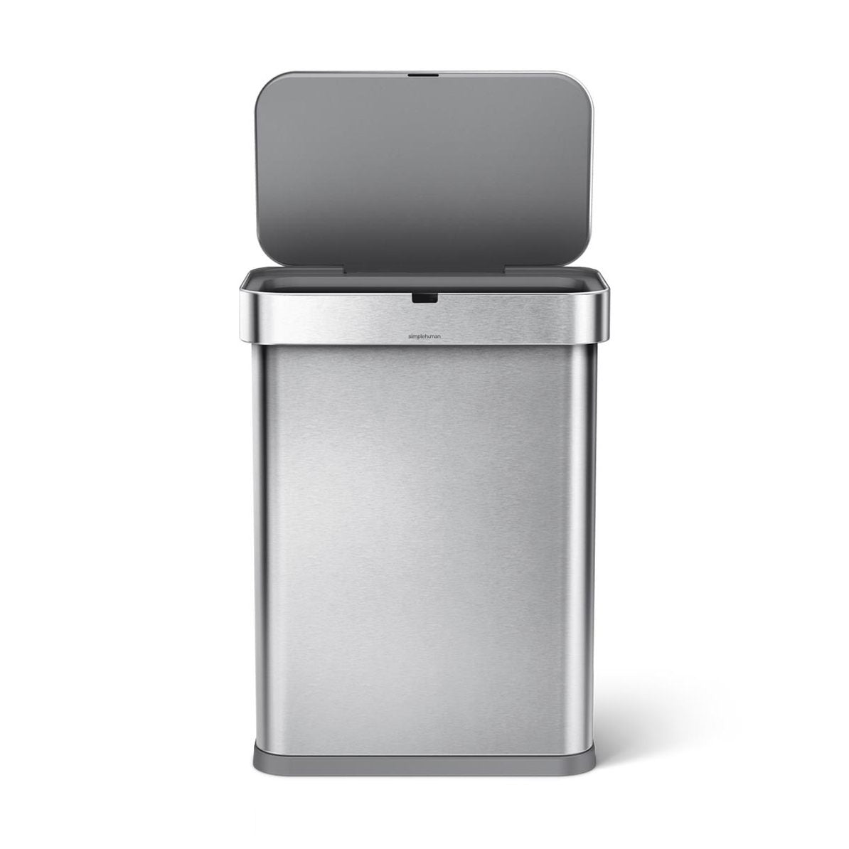 simplehuman Abfallcontainer – 58 l – Edelstahl, Silber – B × H × T 470 × 630 × 330 mm