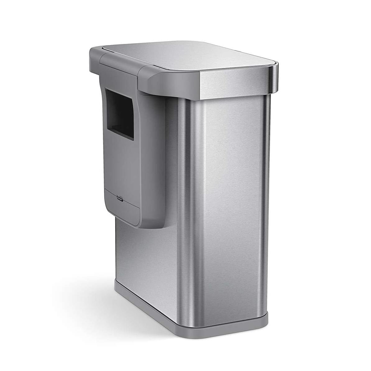 simplehuman Abfallcontainer – 58 l – Edelstahl, Silber – B × H × T 470 × 630 × 330 mm