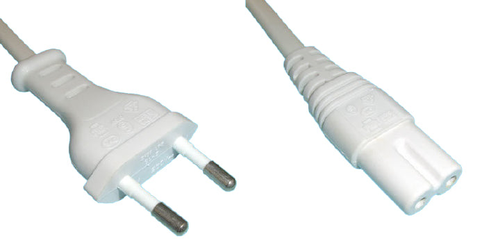 Diggelmann Netzkabel – T26–IEC C7, 1 m, 250 V/2,5 A, weiss