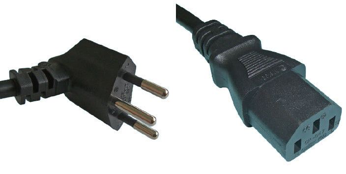 Diggelmann Netzkabel – T12–IEC C13, 5 m, 10 A, abgewinkelt, schwarz