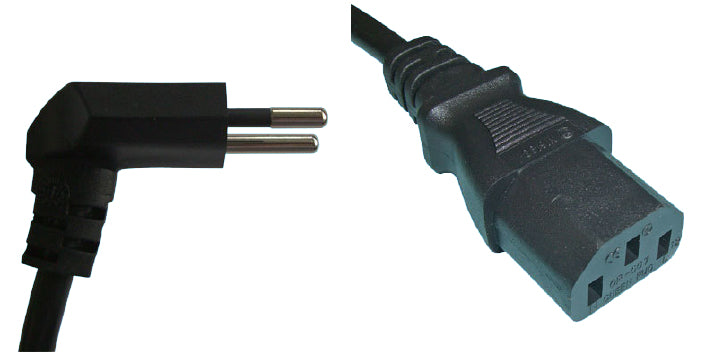 Diggelmann Netzkabel – T12–IEC C13, 5 m, 10 A, abgewinkelt, schwarz