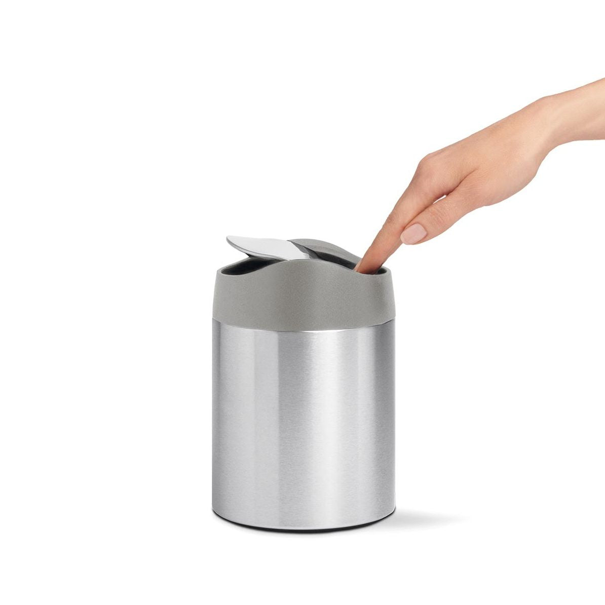 Simplehuman Mülleimer, 1,5 l, Deckel, Edelstahl, Silber – Ø12,7 × 18,8 cm – CW2084