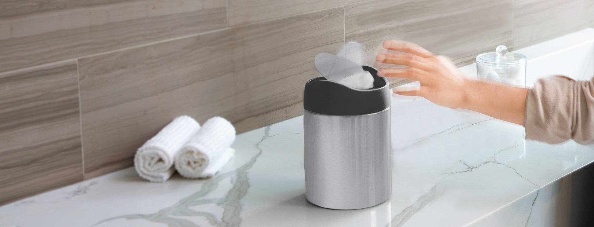 Simplehuman Mülleimer, 1,5 l, Deckel, Edelstahl, Silber – Ø12,7 × 18,8 cm – CW2084