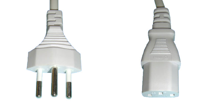 Diggelmann Netzkabel, T12 auf IEC C13, 250 V, 5 m, Weiss