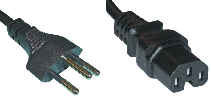 Diggelmann Netzkabel, Typ 12 auf IEC C15, angespritzt, 3 m, Schwarz