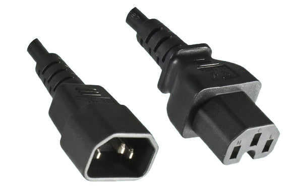 Diggelmann Netzkabel, IEC C14 auf IEC C15, 2,5 m, Schwarz, C14C15BK10-2.5