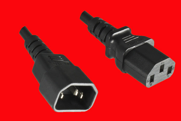 Diggelmann Verlängerungs-Netzkabel 230V: 1,5 Meter, Kaltgerätestecker, Schwarz