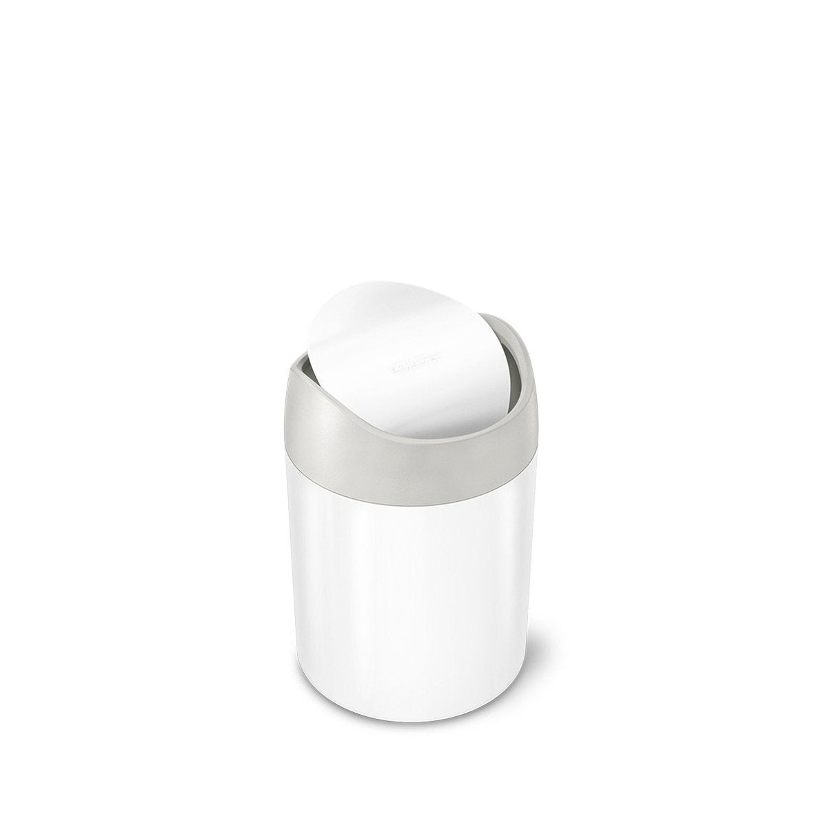 simplehuman Tischabfalleimer CW2079 – 1,5 l – Edelstahl, rund – weiss