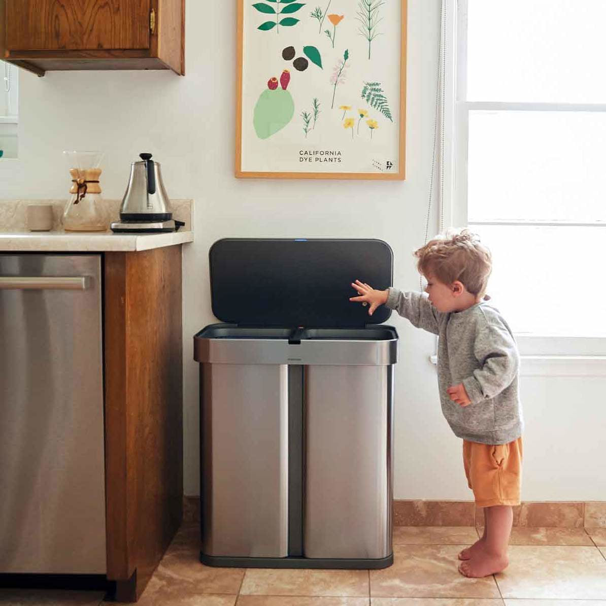 Simplehuman – Systempapierkorb – 25 l – Edelstahl, 2 Behälter