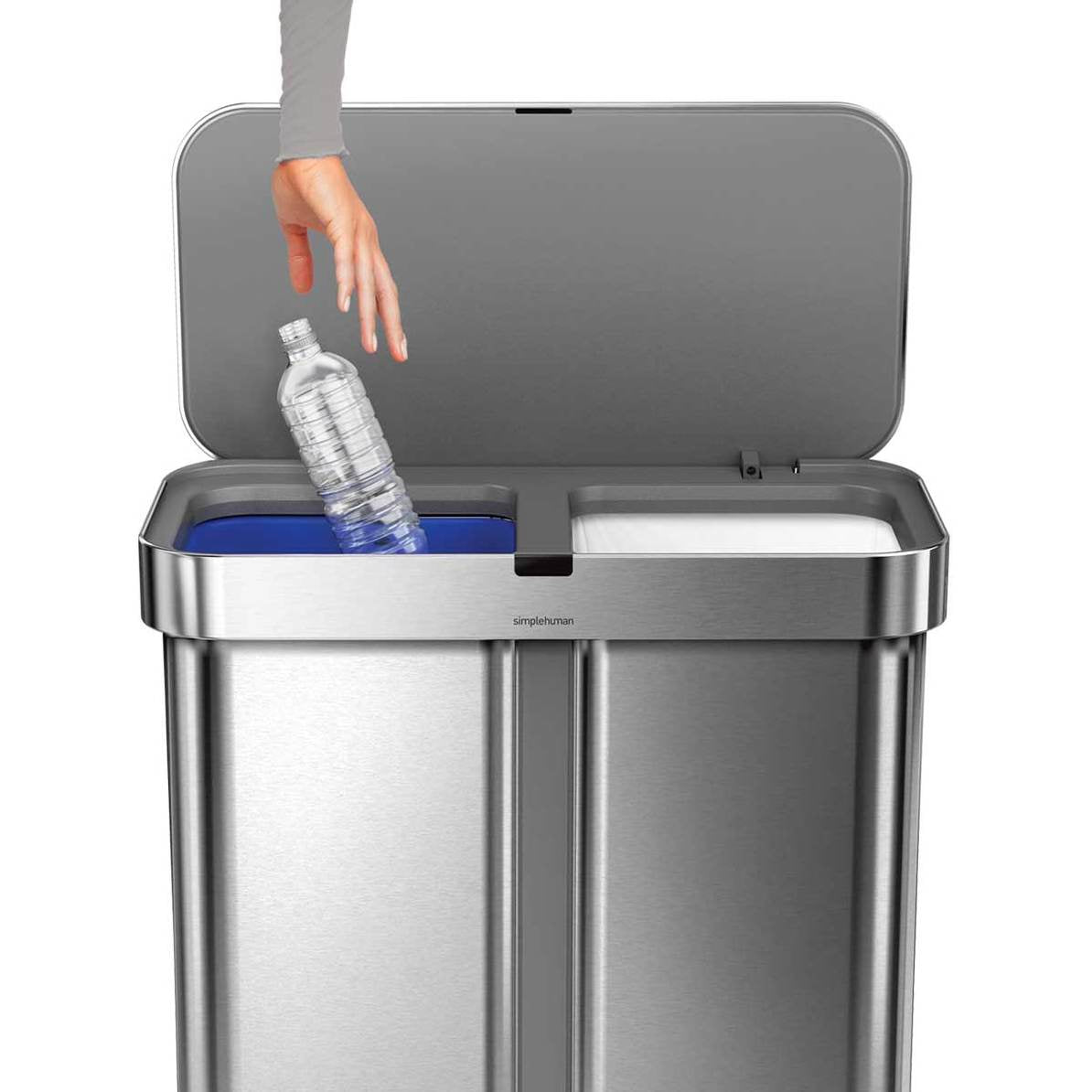 Simplehuman – Systempapierkorb – 25 l – Edelstahl, 2 Behälter