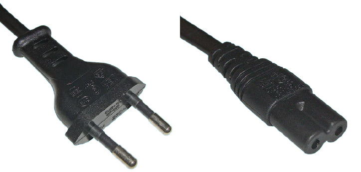Diggelmann Netzkabel – T26–IEC C7, 1 m, 250 V/2,5 A, schwarz