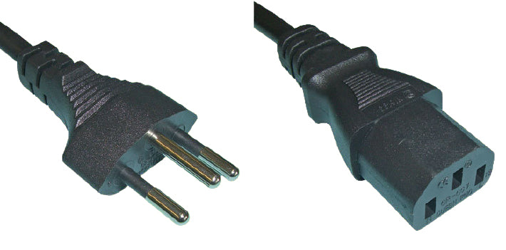 Diggelmann Netzkabel – T12–IEC C13, 1 m, 10 A, schwarz