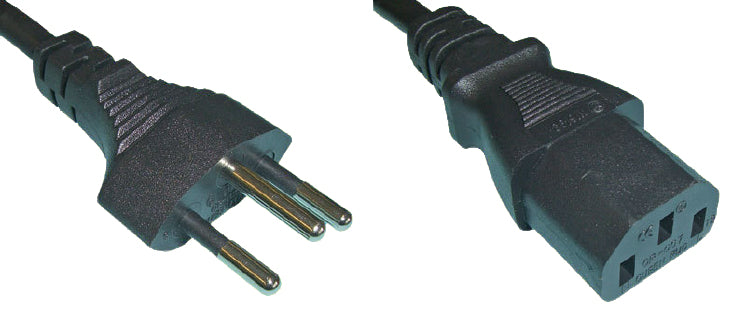 Diggelmann Netzkabel – T12–IEC C13, 3 m, 250 V/10 A, schwarz