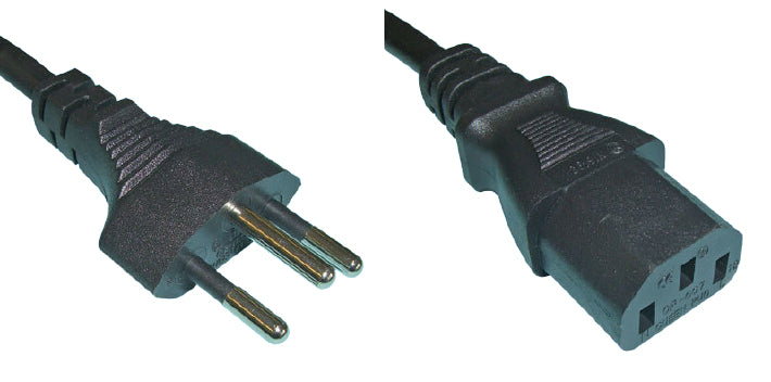 Diggelmann Netzkabel – T12–IEC C13, 1,5 m, 250 V/10 A, Schwarz