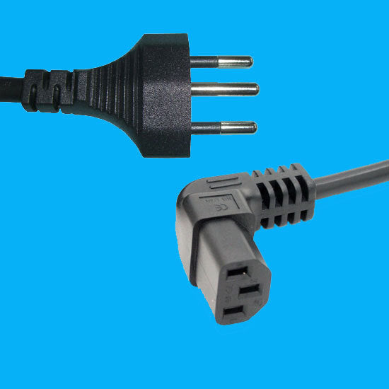 Diggelmann Netzkabel, T12 auf IEC C13, 90° abgewinkelt, 3 m, Schwarz, SPCAOBI10-3