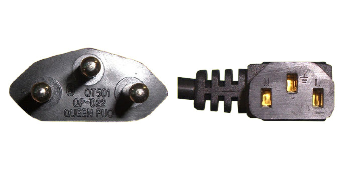 Diggelmann Netzkabel – T12–IEC C13, 1 m, 10 A, schwarz