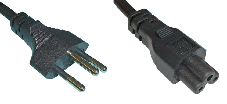 Diggelmann Netzkabel – T12–IEC C5, 2,5 m, 250 V/2,5 A, schwarz