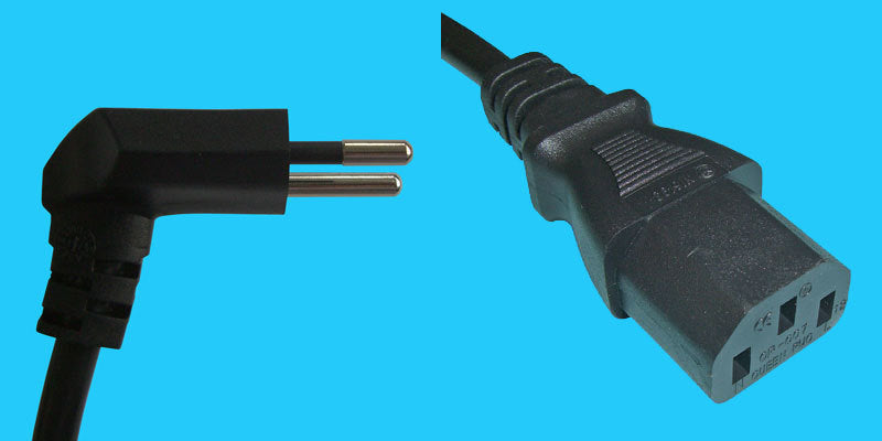 Diggelmann Netzkabel – T12–IEC C13, 2 m, 10 A, schwarz