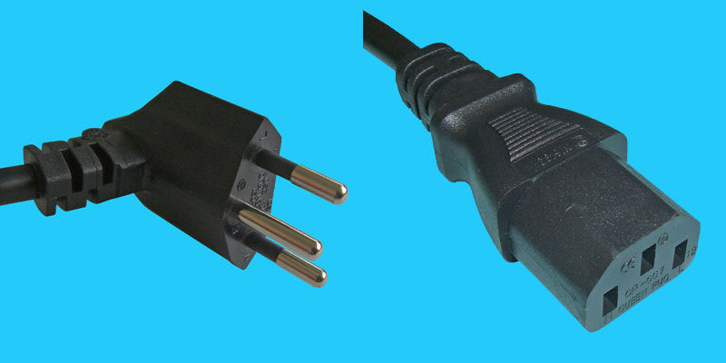 Diggelmann Netzkabel – T12–IEC C13, 2 m, 10 A, schwarz