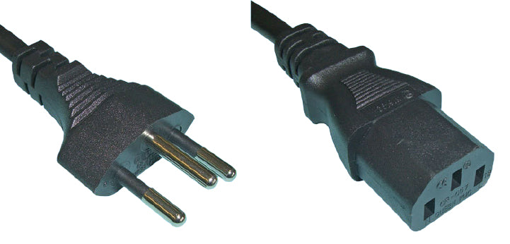 Diggelmann Netzkabel – T12–IEC C13, 0,75 m, 10 A, Schwarz