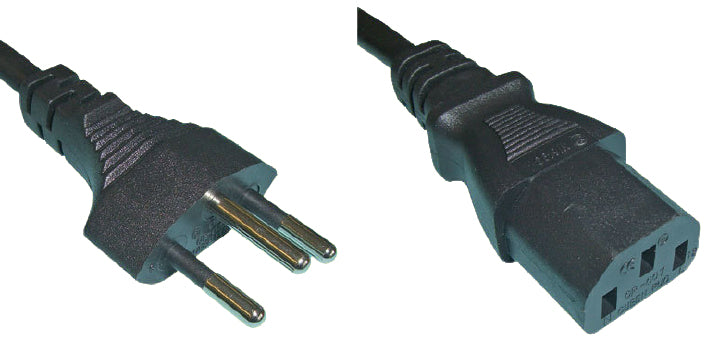 Diggelmann Netzkabel – T12–IEC C13, 2,5 m, 10 A, Schwarz