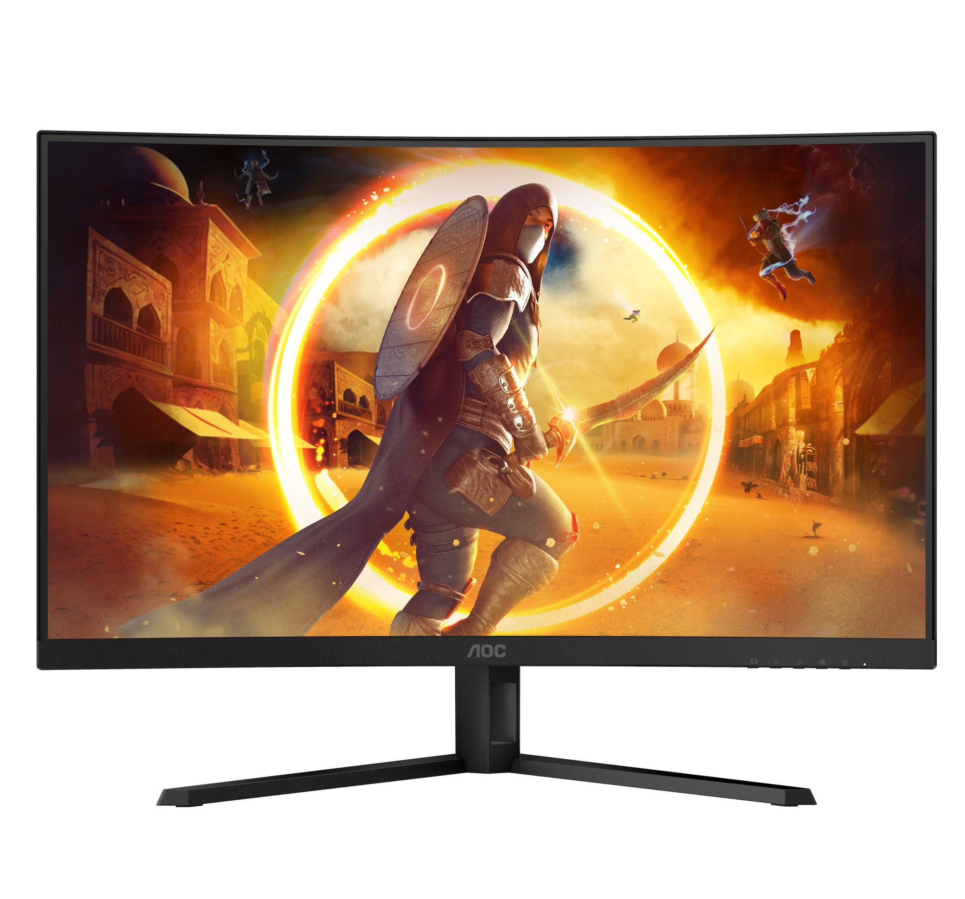 AOC CQ32G4VE – Monitor, 32", VA, 180 Hz, 300 cd/m², Gebogen, Adaptive Sync, VESA 100 × 100, Schwarz
