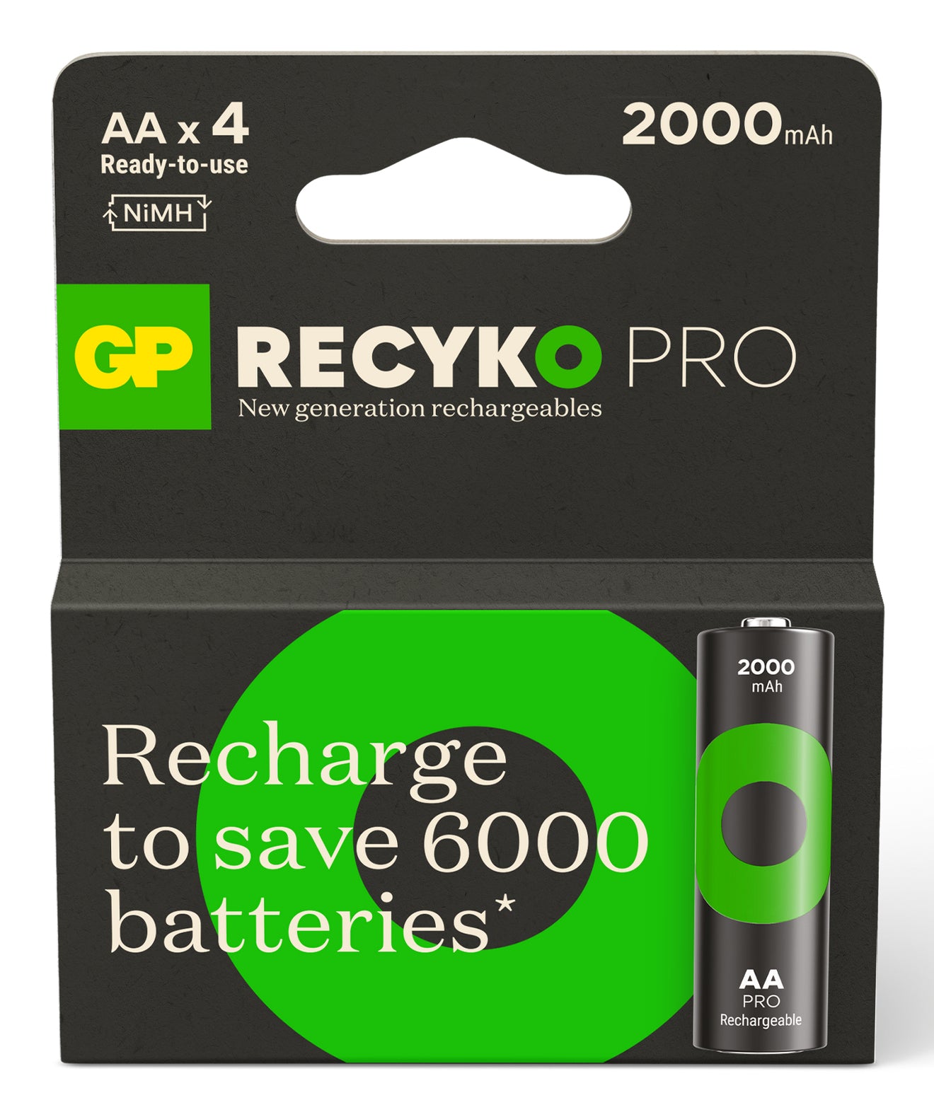 GP Batteries AA Akkus – NiMH, 2000 mAh, 1,2 V – 4 Stk.