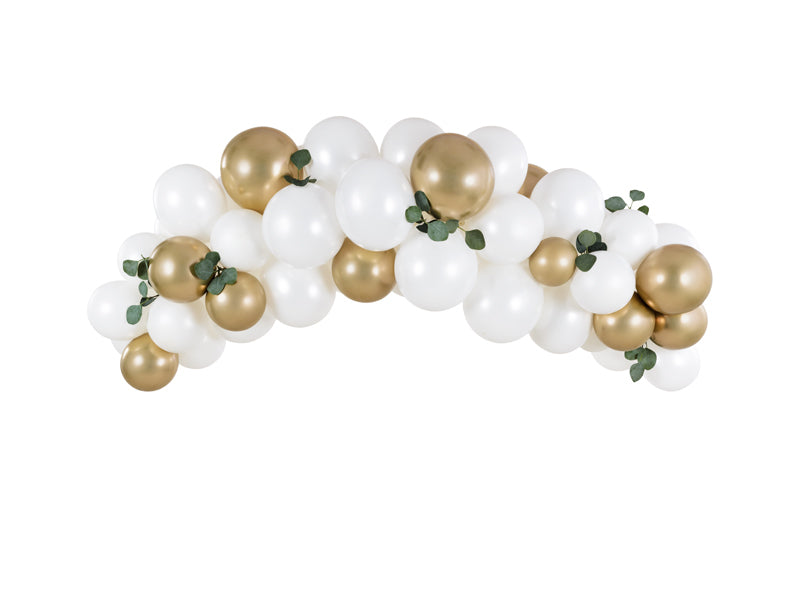 PartyDeco Geburtstagsluftballons – Weiss, Gold – 200 cm – Latex
