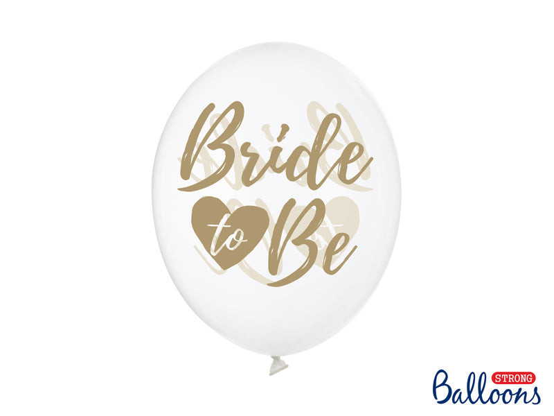 PartyDeco Luftballons Bride to be – transparent/gold – Ø 30 cm – Latex – 6 Stk