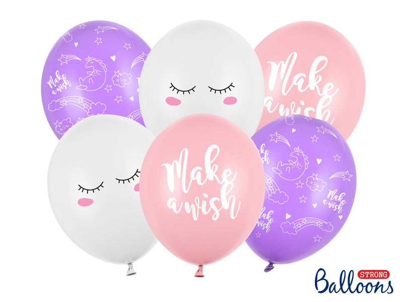 PartyDeco Einhorn Luftballons – weiss, hellrosa – Ø 30 cm – Latex – 6 Stk