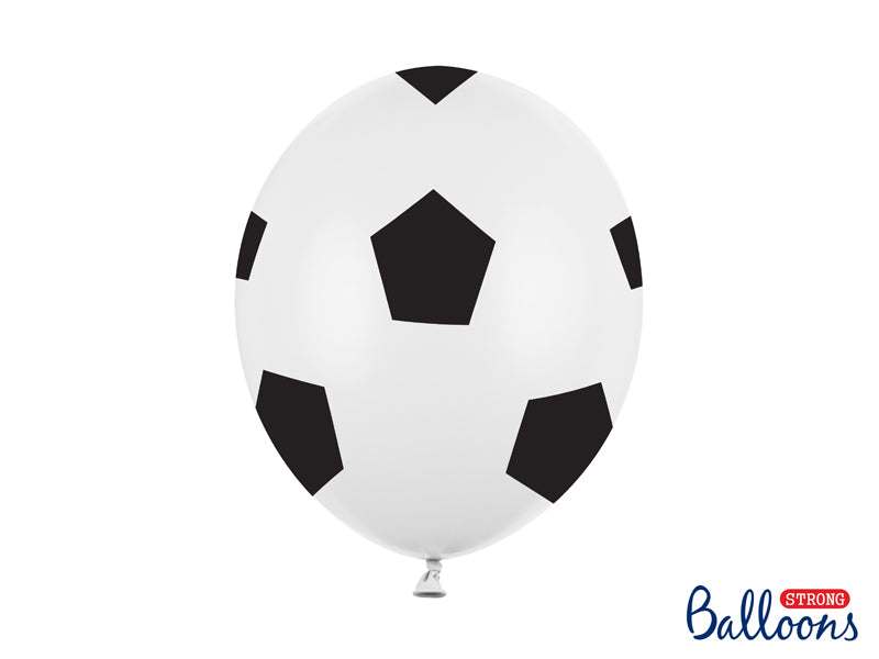 PartyDeco Luftballons Fussball – schwarz-weiss – Ø 30 cm – Latex – 6 Stk