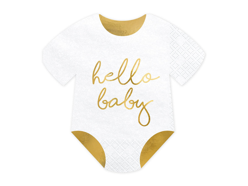 PartyDeco Servietten Hello Baby – 32,5 × 31,5 cm, 3-lagig – 20 Stück