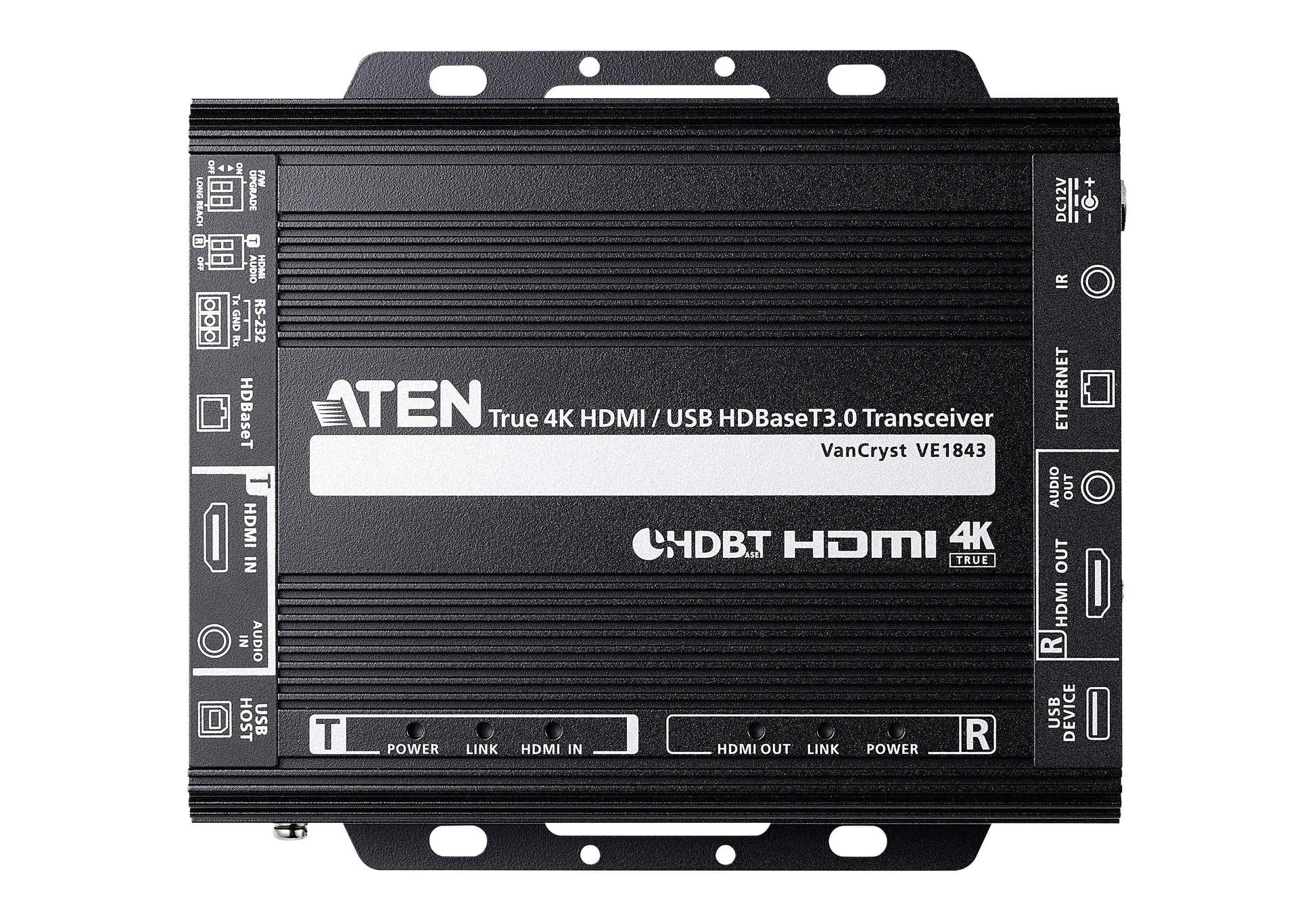 ATEN VE1843 – AV-Sender & Empfänger – 4K UHD, HDBaseT, HDMI, USB (Typ A/B) – Schwarz, Metall