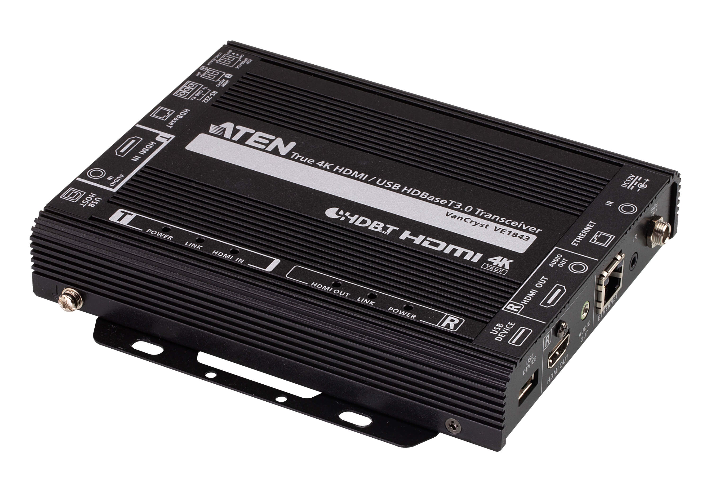 ATEN VE1843 – AV-Sender & Empfänger – 4K UHD, HDBaseT, HDMI, USB (Typ A/B) – Schwarz, Metall