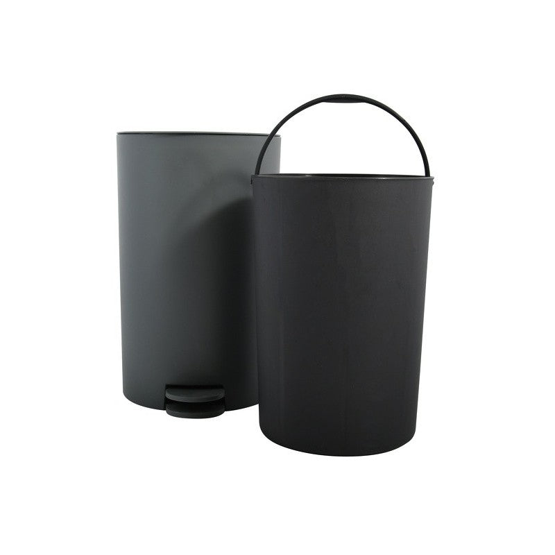 MSV Treteimer 141780 – 3 l – Kunststoff (PP), rund – anthrazit – mit Innenkübel, Müllsackhalterung