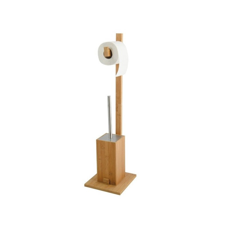 MSV WC-Bürstenset – Bambus, Edelstahl, Braun, mit Deckel, H 70,5 cm