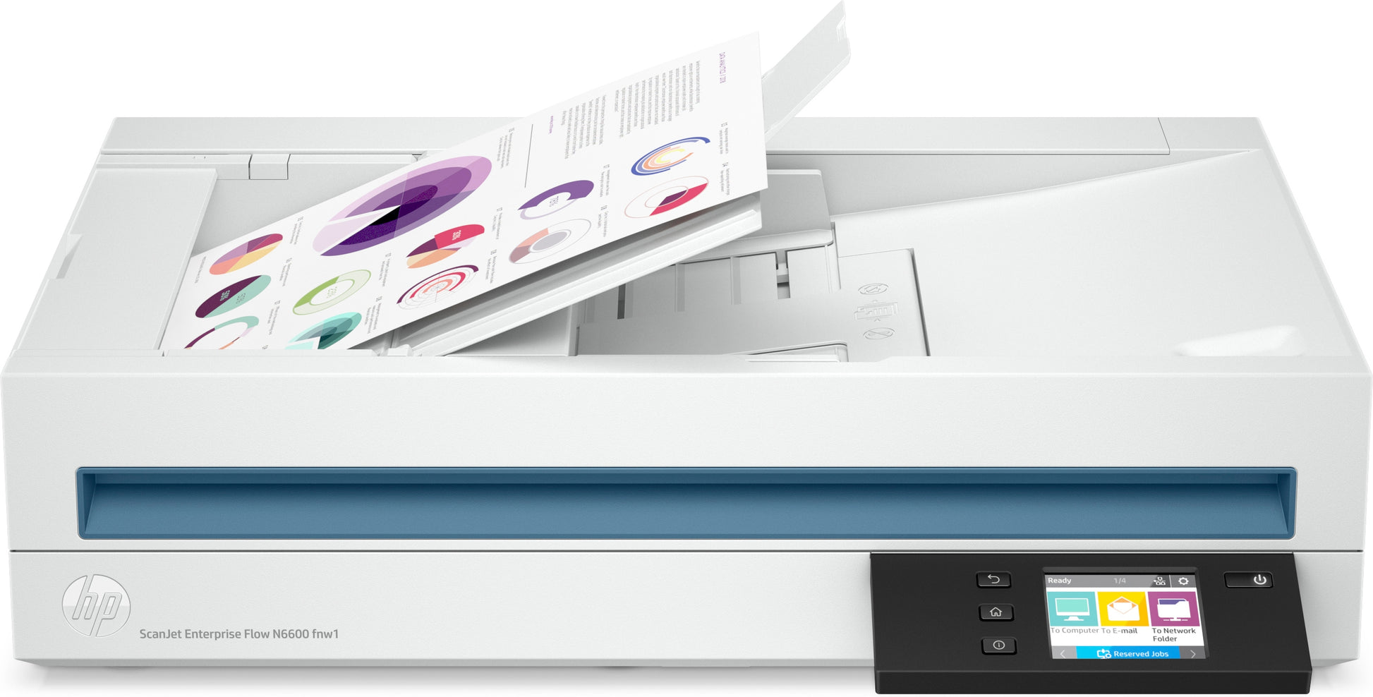 HP Scanjet Enterprise Flow N6600 – Flachbett + ADF, A4, Duplex, 50 ppm, ADF 100 Blatt, WLAN/LAN, 1'200 dpi