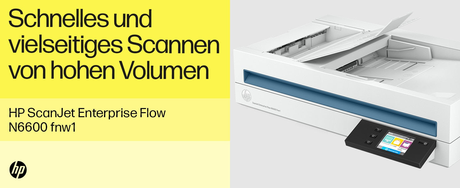 HP Scanjet Enterprise Flow N6600 – Flachbett + ADF, A4, Duplex, 50 ppm, ADF 100 Blatt, WLAN/LAN, 1'200 dpi