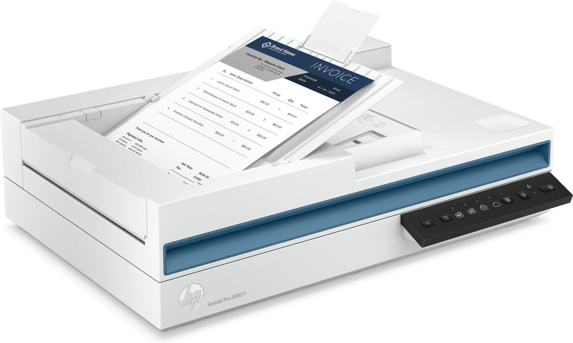 HP Scanjet Pro 2600 F1 – Flachbettscanner mit ADF, A4, Duplex, 50 ppm, 600 dpi, ADF 60 Blatt, USB