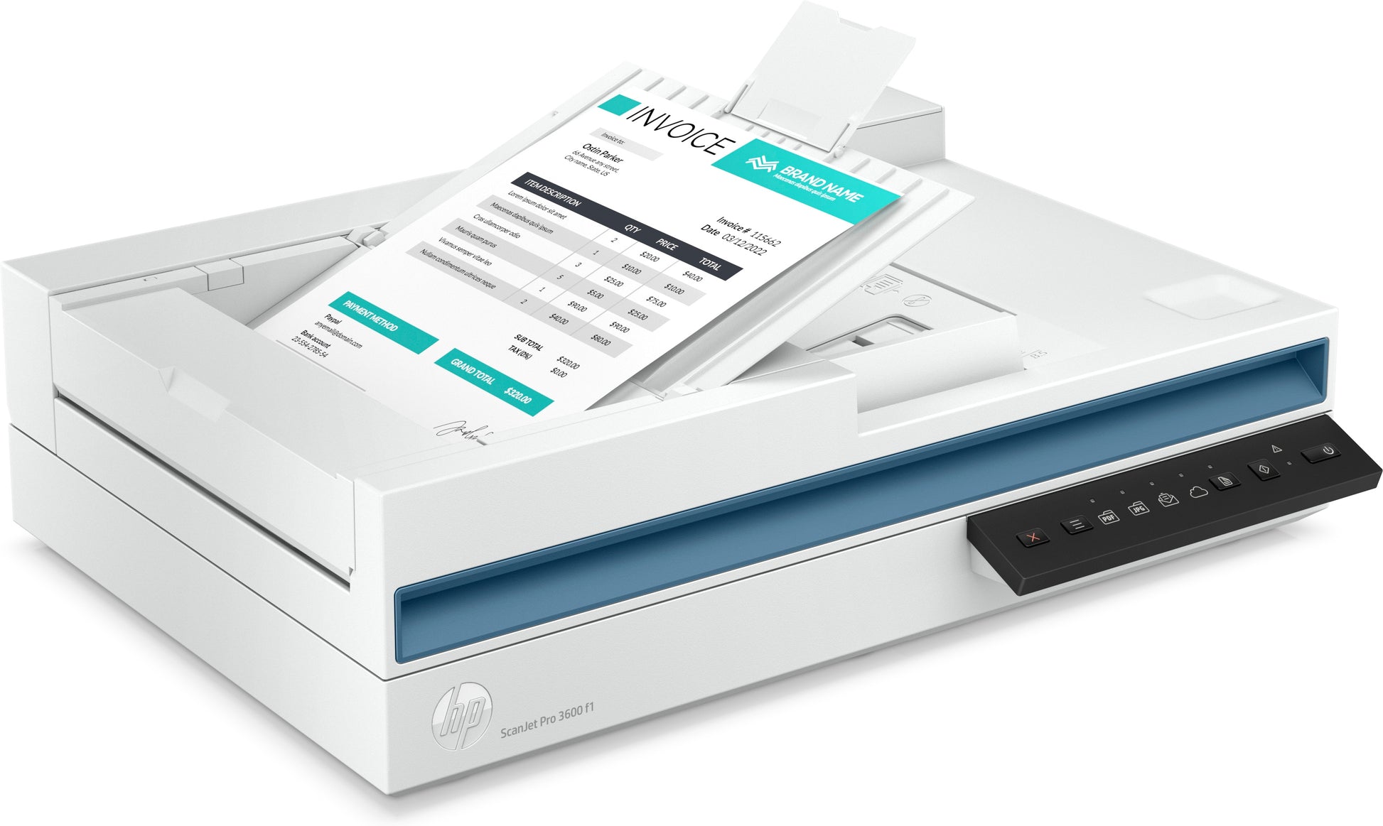 HP Scanjet Pro 3600 F1 – Flachbettscanner mit ADF, A4, Duplex, 30 ppm, 1200 dpi, USB