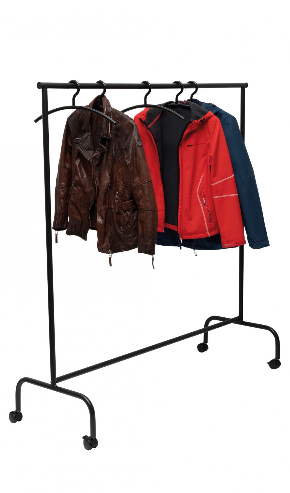 MAULlimbo Garderobenständer (mit Rollen, ausziehbare Seitenarme) – Metall – schwarz – 1510 mm