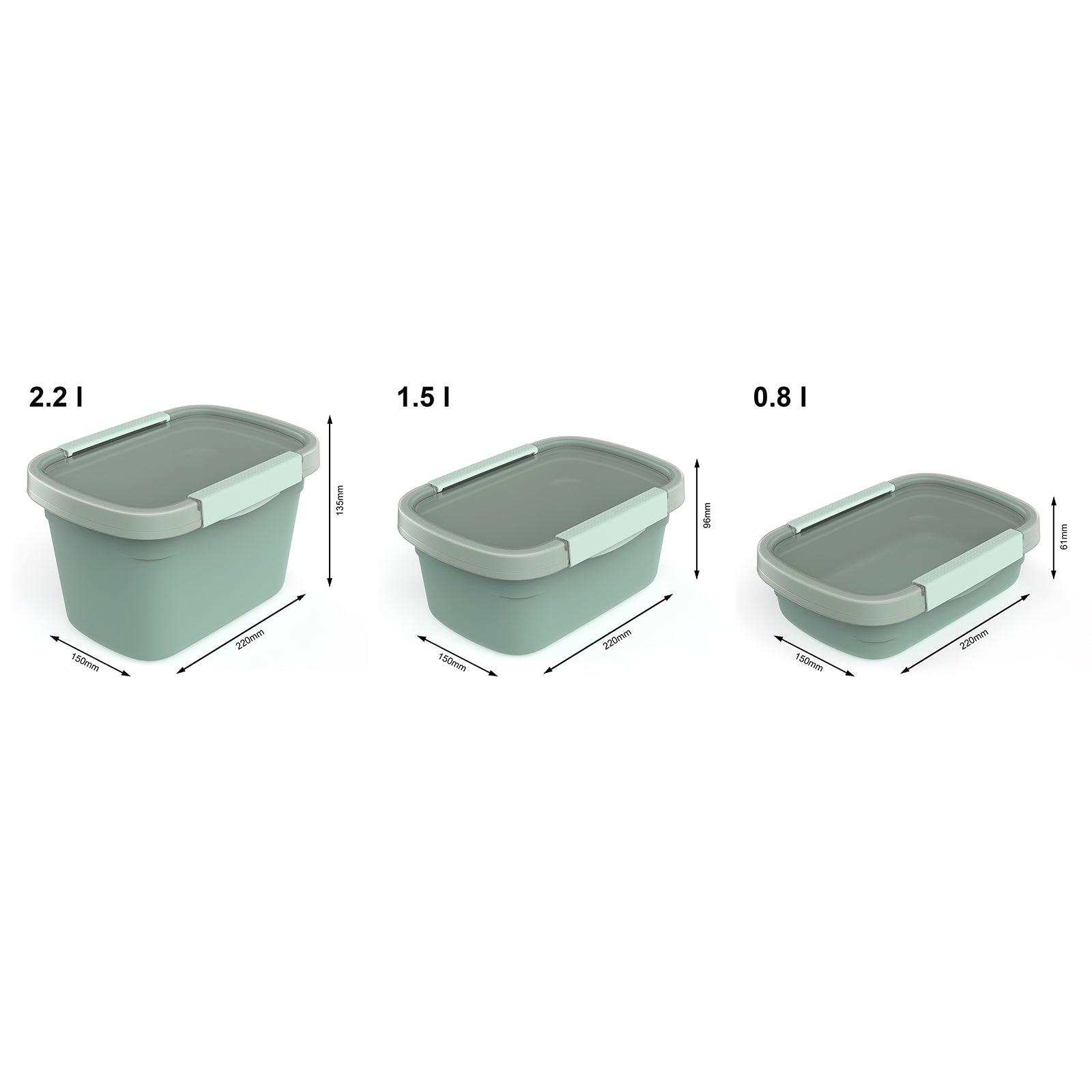 Rotho Kühlschrankdose Clic Eco – 2,2 l – rechteckig – 15 × 13,5 × 22 cm – Kunststoff – grün