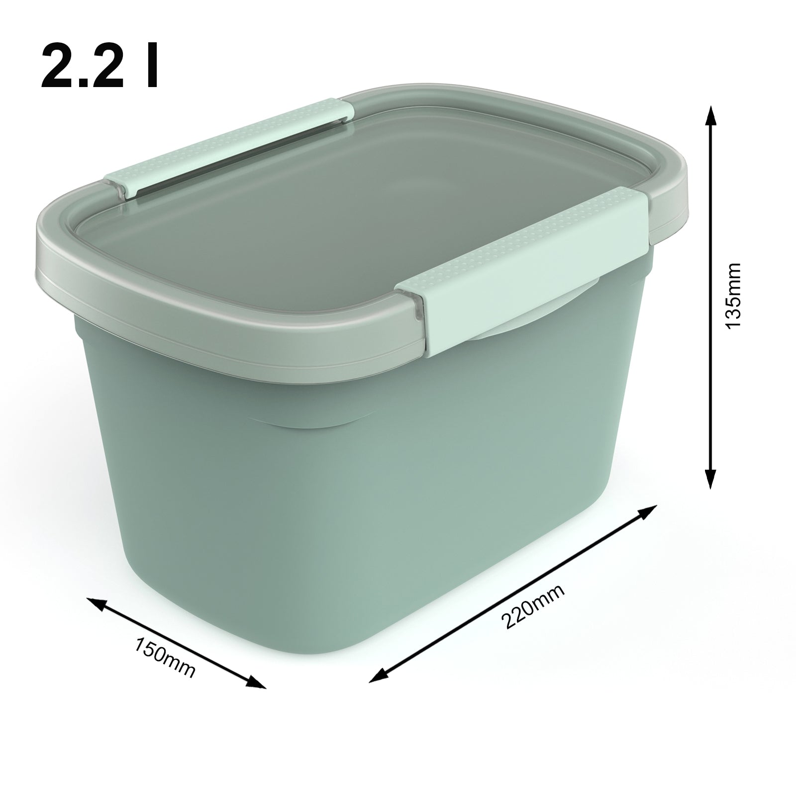 Rotho Kühlschrankdose Clic Eco – 2,2 l – rechteckig – 15 × 13,5 × 22 cm – Kunststoff – grün