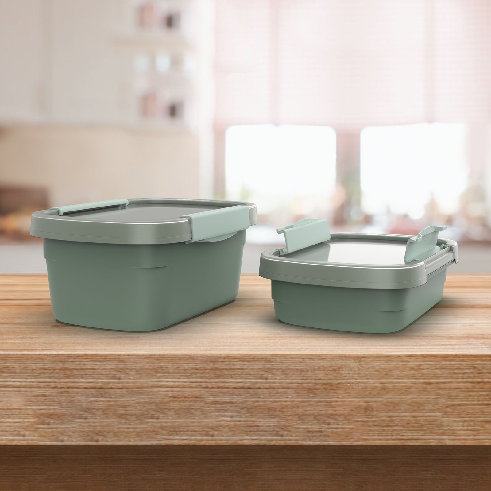Rotho Kühlschrankdose Clic Eco – 0,8 l – auslaufsicher, Clip-Verschluss – Kunststoff – Grün